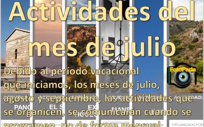 Plan de actividades en los meses de julio, agosto y septiembre
